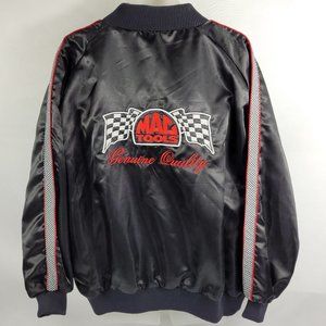 Mac Tools Light Jacket Vintage Black Satin Racing Full Zip Mens size Large